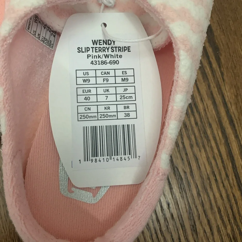 Hey Dude Wendy Stripe Slip Terry Pink/White Shoes Women's Size 9 - 43186-690